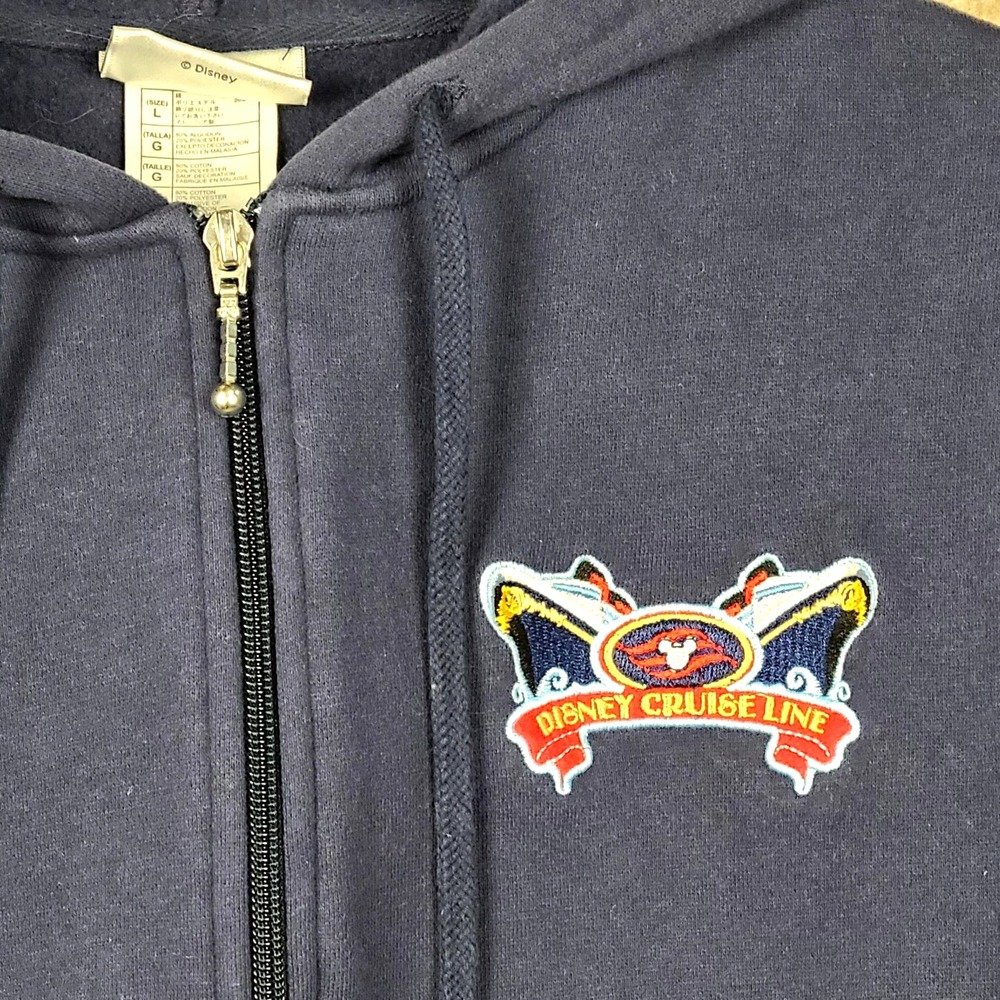 Disney Cruise Line Women's Navy Hoodie Authentic Full Zip Embroidered Size L